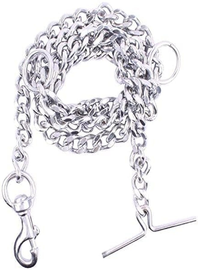 BohoBark Heavy Duty 60 Inch Long and Grind No. 14 Diamond Cut Stainless Steel Leash with Brass Hook Ideal for Training and Walking Dogs and Puppies - Medium (Silver) - Image 1